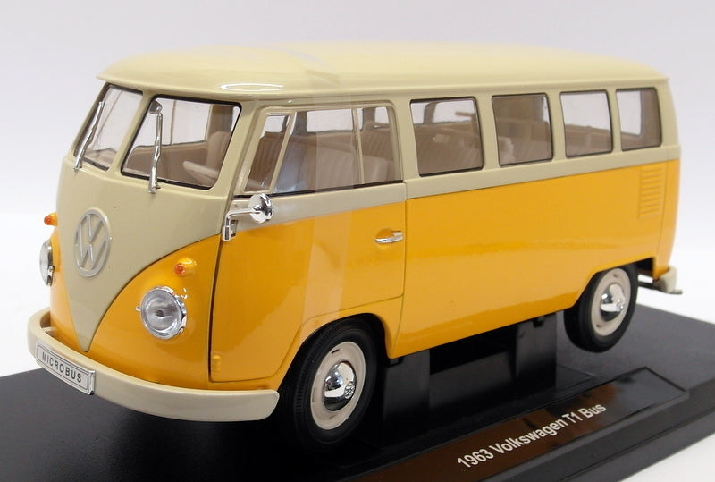 Welly 1/18 scale Diecast 18054W - 1963 Volkswagen T1 Bus Yellow Cream