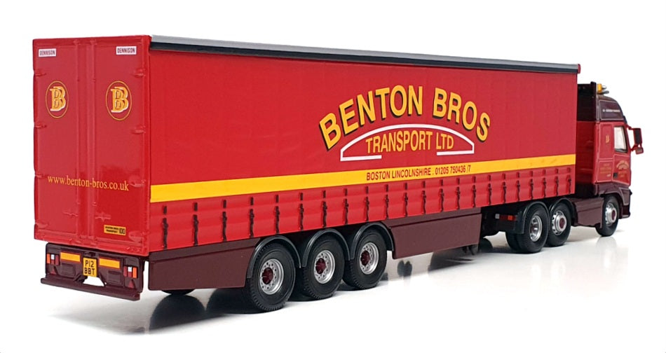 Corgi 1/50 Scale Truck CC14005 - Volvo FH Curtainside Truck Benton Bros. - Red