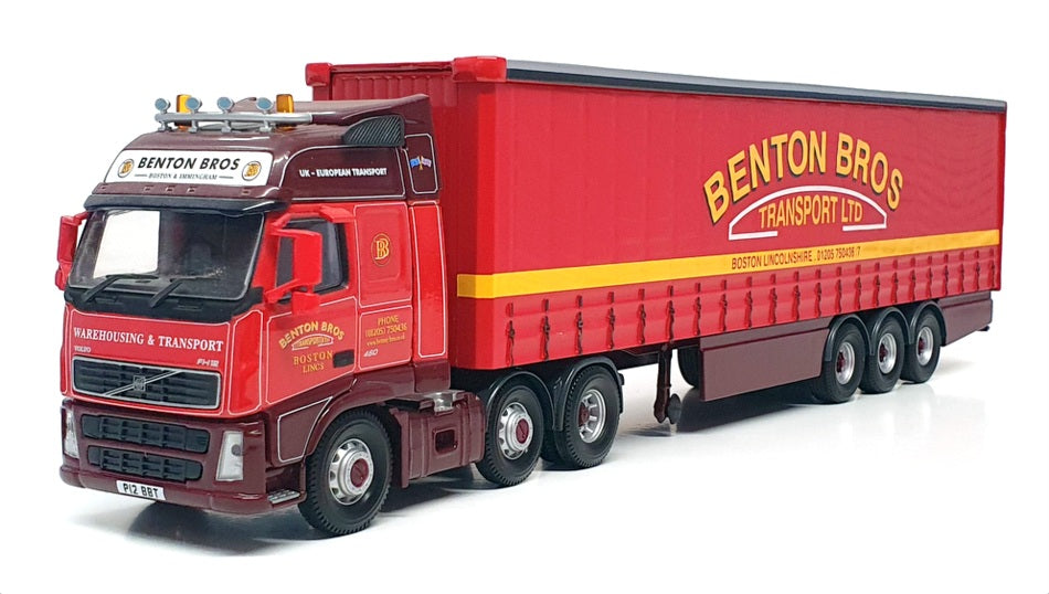 Corgi 1/50 Scale Truck CC14005 - Volvo FH Curtainside Truck Benton Bros. - Red