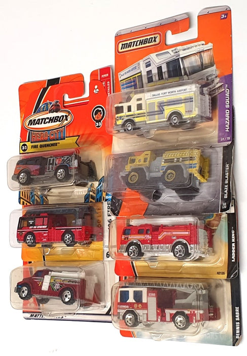 Matchbox Diecast SET08B - Assortment Of 7 Fire Engine Model Vehicles