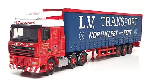 Corgi 1/50 Scale CC13227 - DAF XF Space Cab Curtainside L.V. Trans. - Red/Blue