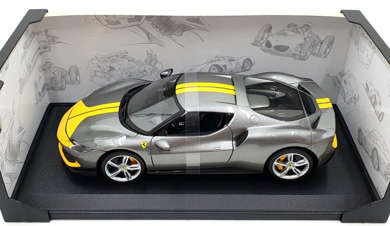 Burago 1/18 Scale 18-16017 - Ferrari 296 GTB Assetto Fiorano - Grey/Yellow