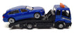 Burago 1/43 Scale 18-31418 - Flatbed Tow Truck & Audi - Blue