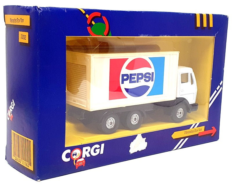 Corgi 14cm Long Diecast 1192 - Mercedes Benz Box Van (Pepsi) White/Red/Blue