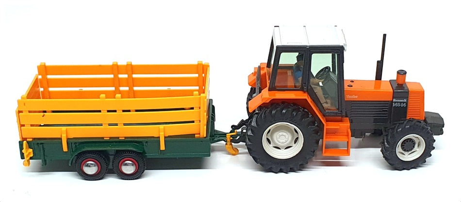 Britains 1/32 Scale 9614 - Renault Tractor & Animal Trailer - Orange/Yellow