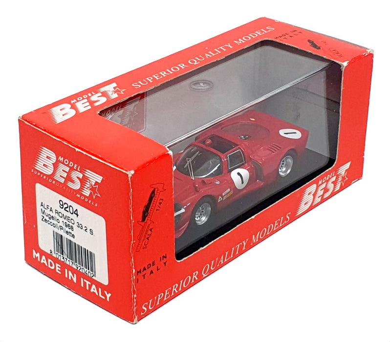 Best 1/43 Scale 9204 - Alfa Romeo 33.2 S Mugello 1968 #1 Zeccoli/Pilette