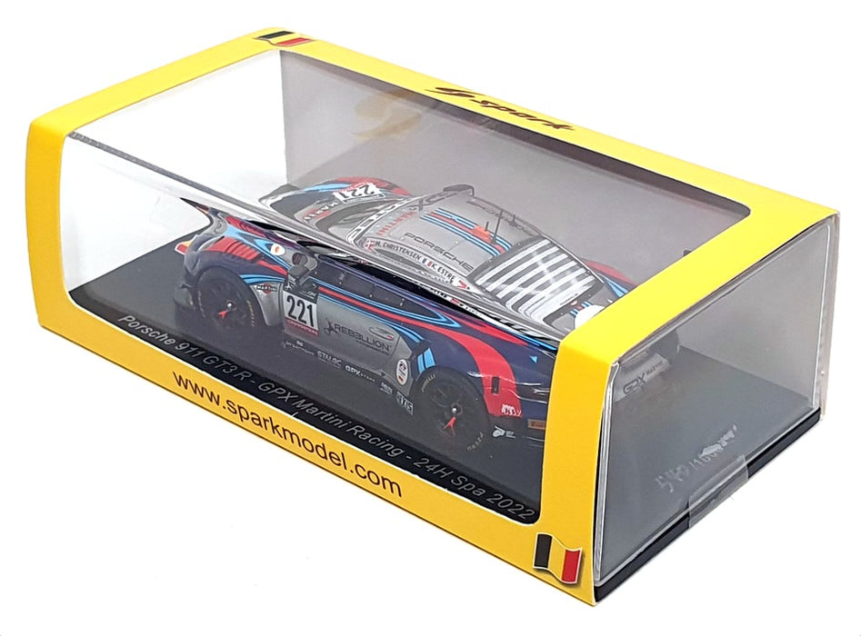 Spark 1/43 Scale SB529 - Porsche 911 GT3R GPX Martini Racing #221 24H Spa 2022