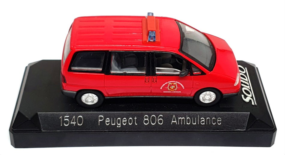 Solido 1/43 Scale Diecast 1540 - Peugeot 806 Ambulance - Red