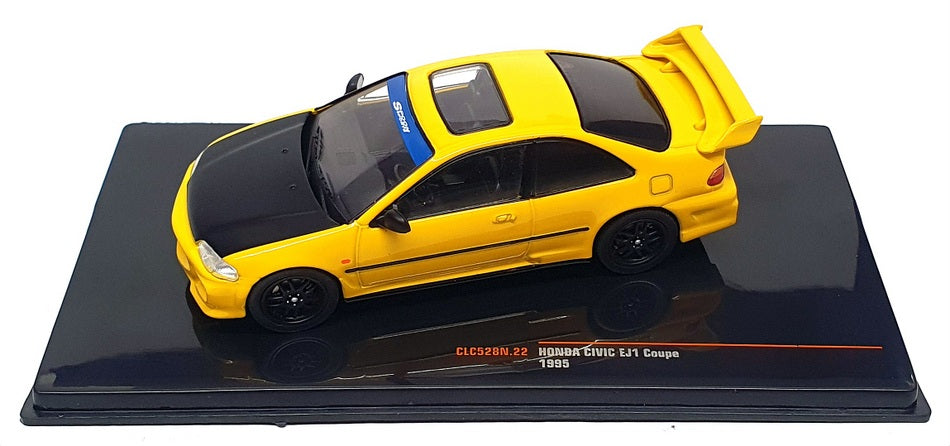 Ixo 1/43 Scale CLC528N.22 - 1995 Honda Civic EJ1 Coupe - Yellow/Black