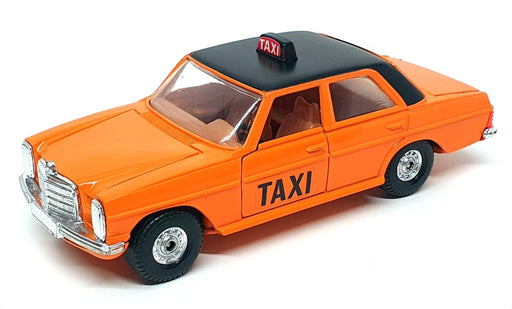 Corgi 13cm Long Diecast 411 - Mercedes Benz 240D Taxi - Orange/Black