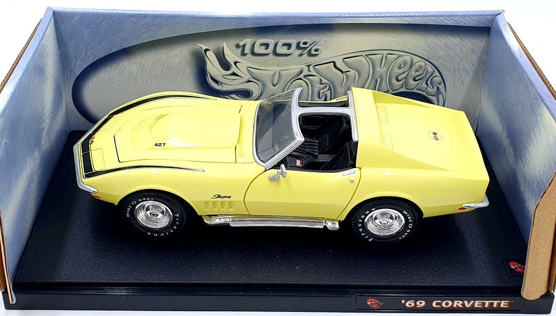 Hot Wheels 1/18 Scale Diecast 54574 - Chevrolet Corvette Stingray 1969 Yellow