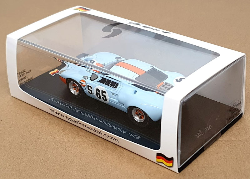 Spark 1/43 Scale SG817 Ford GT40 #65 3rd 1000Km Nurburgring 1968 Lt Blue/Orange