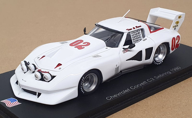 Spark 1/43 Scale US178 - Chevrolet Corvette C3 #02 Sebring 1980 - White