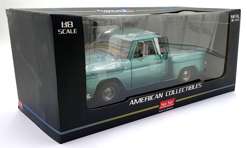 Sun Star 1/18 Scale Diecast 1382 - 1965 Chevrolet Pick Up C10 Stepside Turquoise