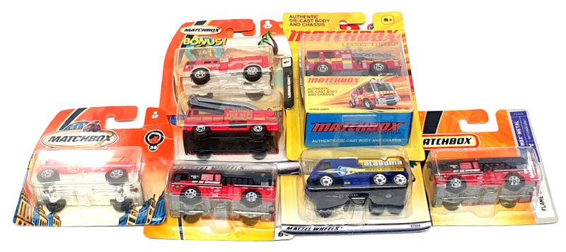 Matchbox Diecast SET09C - Assortment Of 7 Fire Engine Model Vehicles