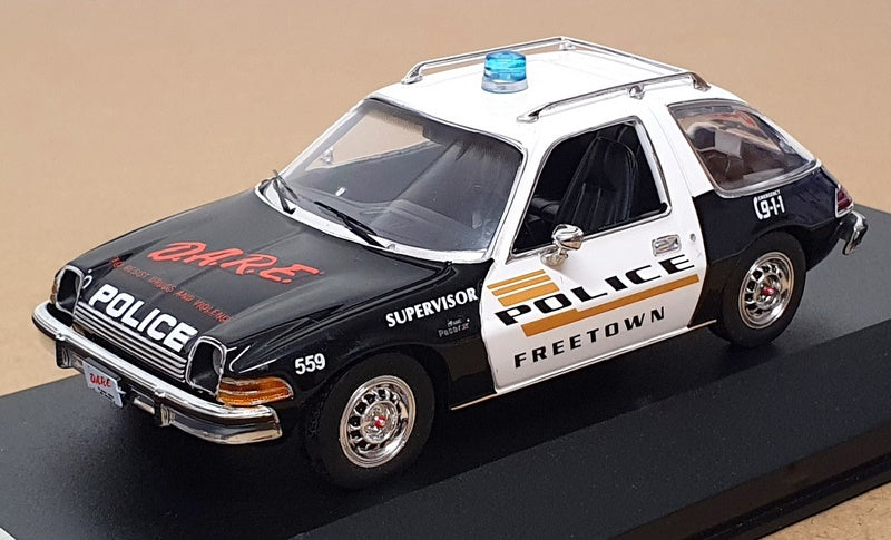 PremiumX 1/43 Scale PRD126 - AMC Pacer X Freetown DARE Police 1975 - Black/White