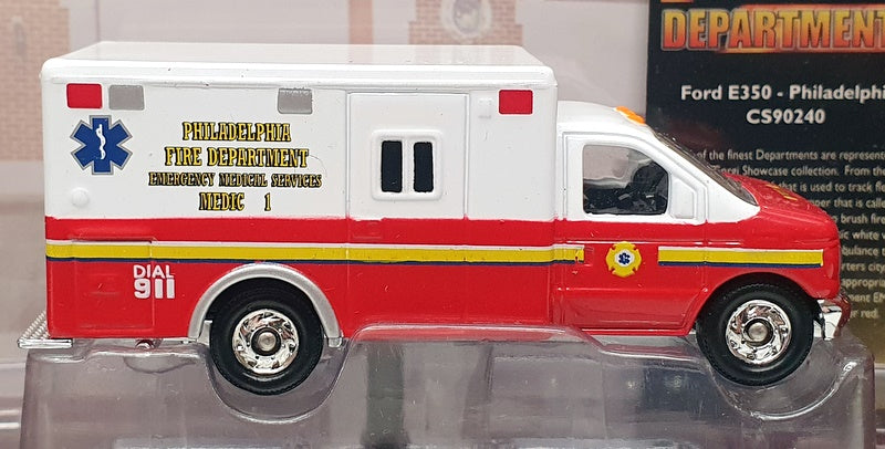 Corgi Appx 8.5cm Long CS90240 - Ford E-350 Ambulance Philadelphia FD - White/Red