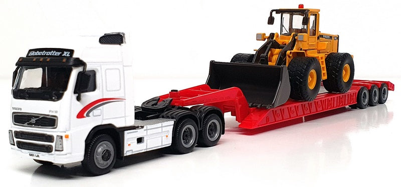 Cararama 1/87 Scale 185001 - Volvo FH12 & L180C Bulldozer - White/Red/Yellow