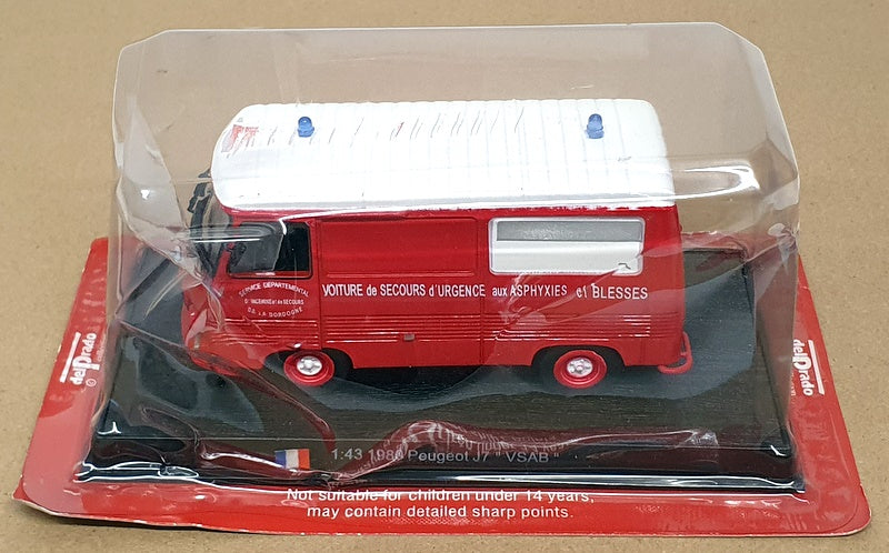 Del Prado 1/43 Scale FEN56 - 1980 Peugeot J7 Van VSAB - Red/White