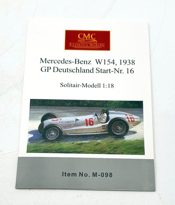 CMC 1/18 Scale M-098 Mercedes Benz W154 1938 R.Seaman Sieger German GP