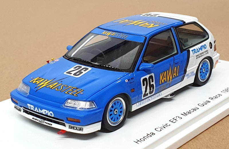 Spark 1/43 Scale SA130 - Honda Civic EF3 #26 Macau Guia Race 1989  - Blue/White