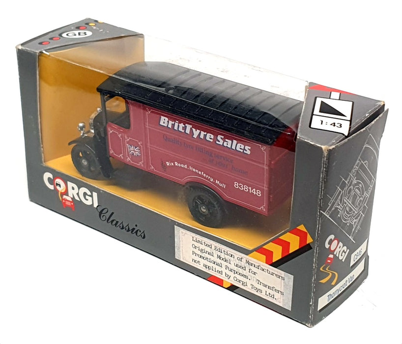 Corgi Appx 13cm Long C846 - BritTyre Thornycroft Van - Red/Grey