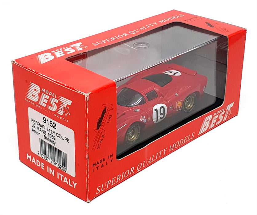 Best Model 1/43 Scale 9152 - Ferrari 312P Coupe #19 Le Mans 1969 - Red