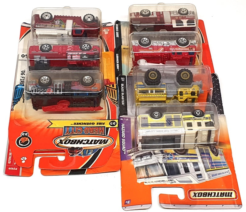 Matchbox Diecast SET08B - Assortment Of 7 Fire Engine Model Vehicles