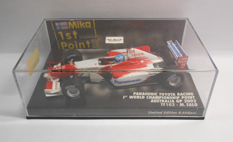 MINICHAMPS F1 1/43 Scale - 400020124 TOYOTA F1 M.SALO 1ST POINT AUSTRALIA