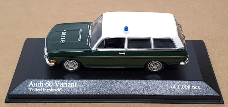 Minichamps 1/43 Scale 400 011390 -1970 Audi 60 Variant Polizei - Green/White