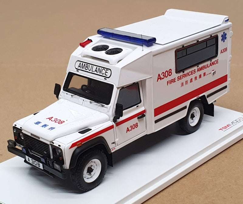 TSM 1/43 Scale TSM430291 - Land Rover Defender 130 Ambulance Hong Kong Fire Dept