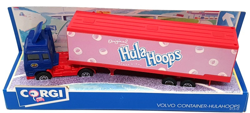 Corgi Appx 20cm Long Diecast 91310 - Volvo Container Truck (Hula Hoops) Blue/Red