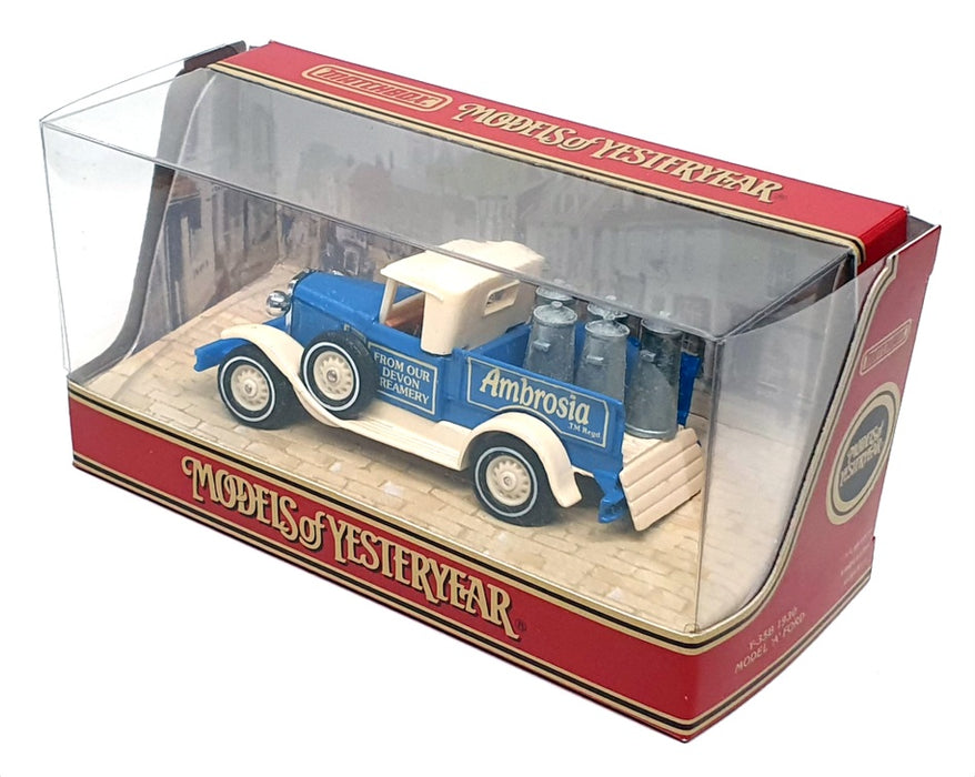 Matchbox Appx 10cm Long Y-35B - Model A Ford Truck "Ambrosia" - Cream/Blue