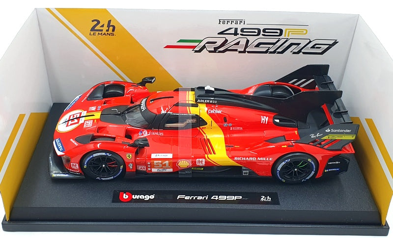 Burago 1/18 Scale 18-16301 - Ferrari 499P #51 24H Le Mans 2023 - Red