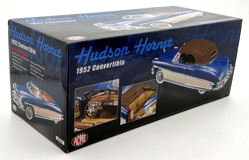 Acme 1/18 Scale Diecast A1807504 - 1952 Hudson Hornet Convertible Blue/Cream