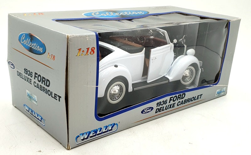 Welly 1/18 Scale Diecast 9867W - 1936 Ford Deluxe Cabriolet - White