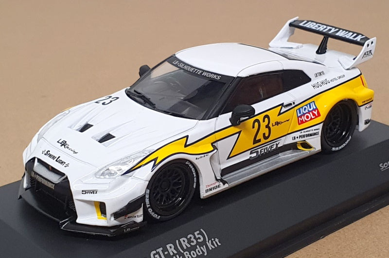 Solido 1/43 Scale S4311208 - Nissan GT-R (R35) #23 Liberty Walk - White/Yellow