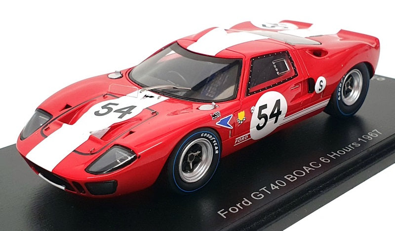 Spark 1/43 Scale UK008 - Ford GT40 BOAC 6Hr 1967 #54 Charlton/Crabbe - Red/White