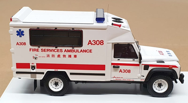 TSM 1/43 Scale TSM430291 - Land Rover Defender 130 Ambulance Hong Kong Fire Dept