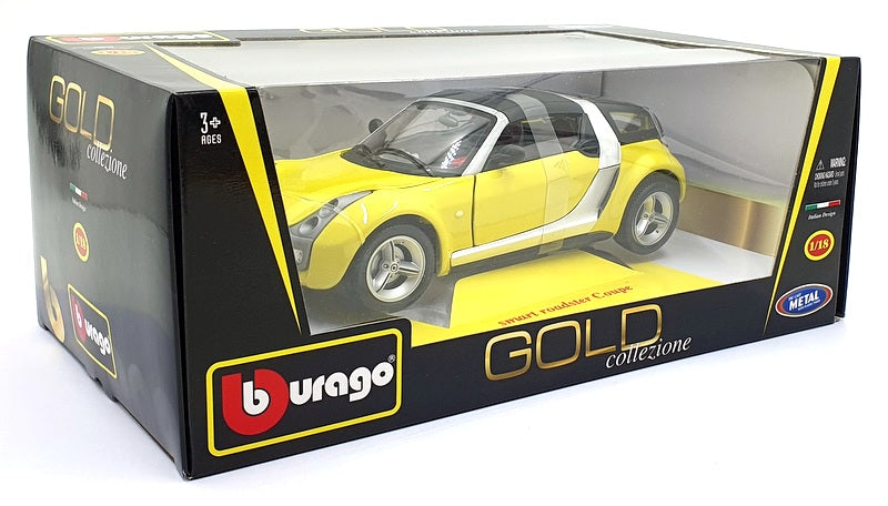 Burago 1/18 Scale Diecast 18-12052 - Smart Roadster Coupe - Yellow