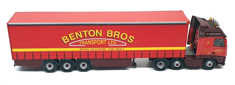 Corgi 1/50 Scale Truck CC14005 - Volvo FH Curtainside Truck Benton Bros. - Red