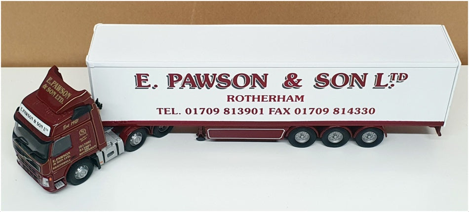 Corgi 1/50 Scale CC13506 Volvo FM Box Trailer E. Pawson & Son Ltd - Maroon/White