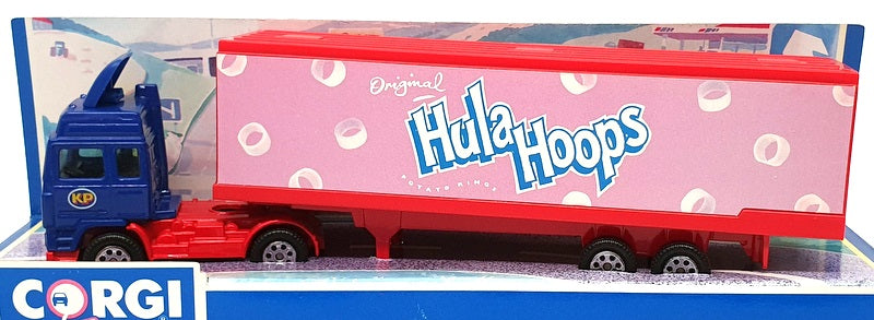 Corgi Appx 20cm Long Diecast 91310 - Volvo Container Truck (Hula Hoops) Blue/Red