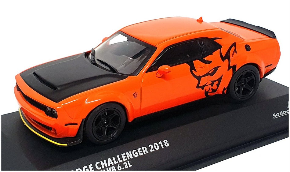 Solido 1/43 Scale S4310306 Dodge Challenger SRT Demon V8 6.2L 2018 Orange/Black