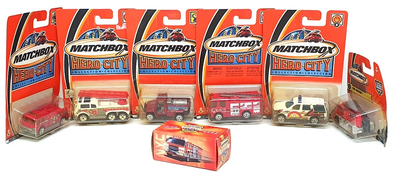 Matchbox Diecast SET07A - Assortment Of 7 Fire Engine Model Vehicles