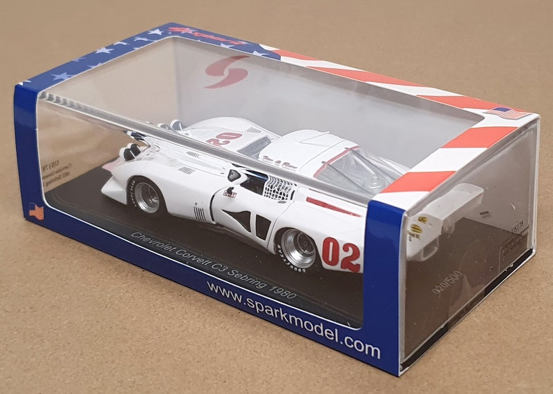 Spark 1/43 Scale US178 - Chevrolet Corvette C3 #02 Sebring 1980 - White