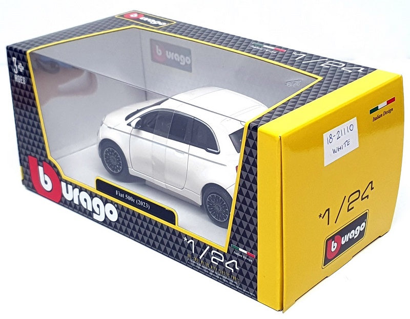 Burago 1/24 Scale Diecast 18-21110 - 2023 Fiat 500c - White