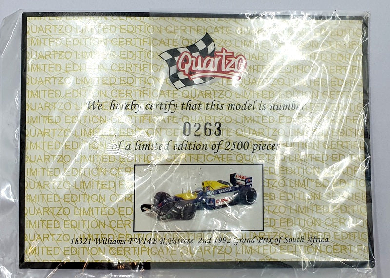 Quartzo 1/18 Scale QLM18321 - Williams FW14B #6 Grand Prix of South Africa 1992