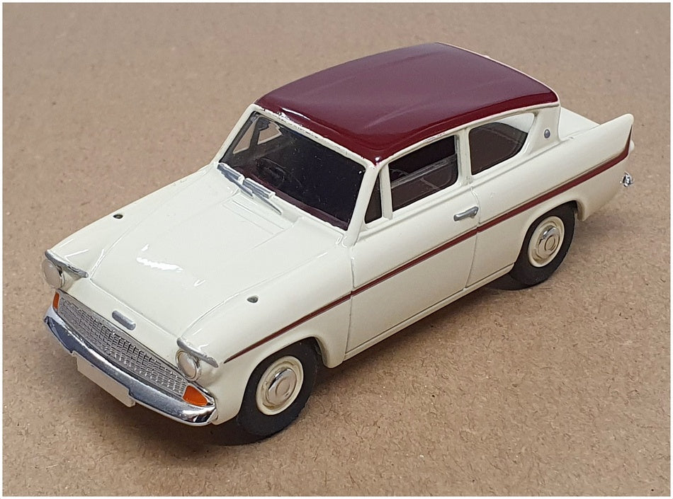 Vanguards 1/43 Scale VA1002 - Ford Anglia - White/Maroon