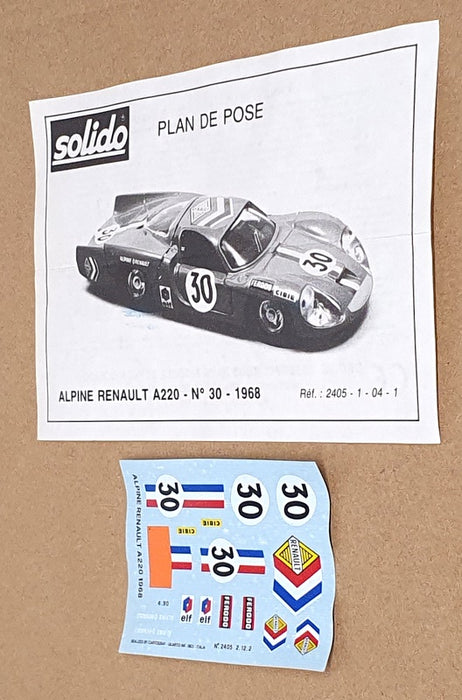 Solido 1/43 Scale Diecast 2405 - Alpine Renault A220 #30 1968 - Blue